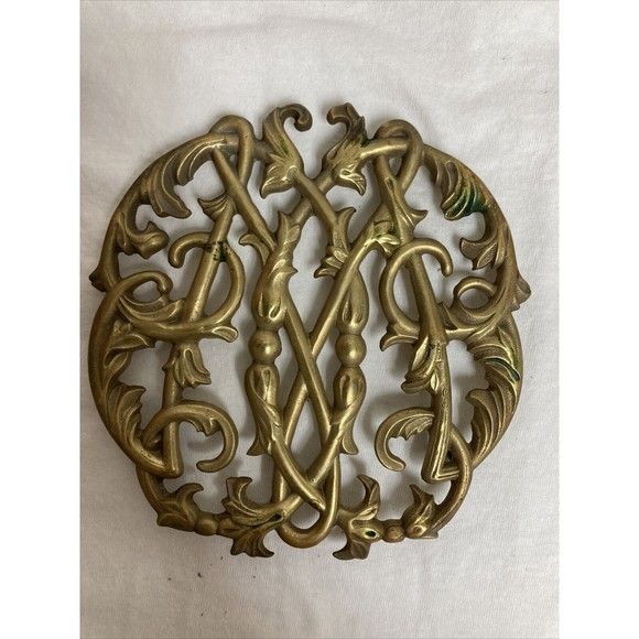 Virginia Metalcrafters Brass 1950 Colonial Williamsburg Cypher Trivet CW10-14 W - Picture 1 of 7